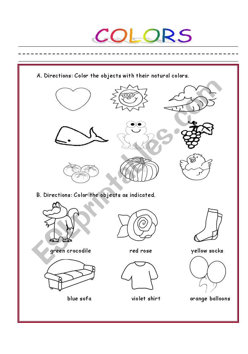 COLORS worksheet