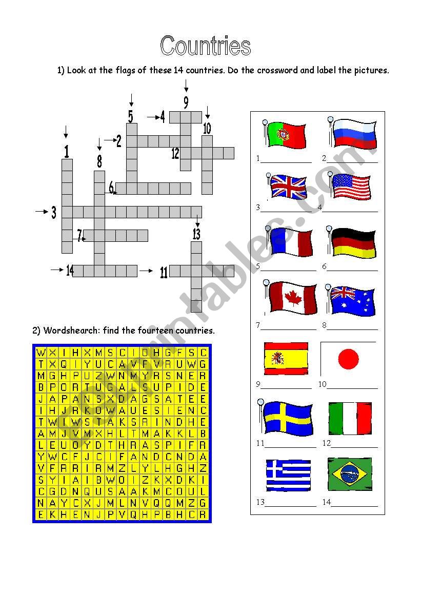 Countries worksheet