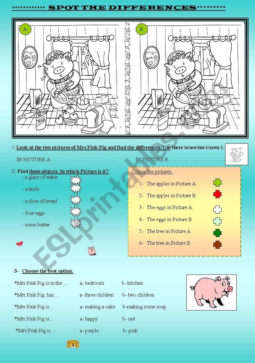 SPOT THE DIFFERENCES worksheet