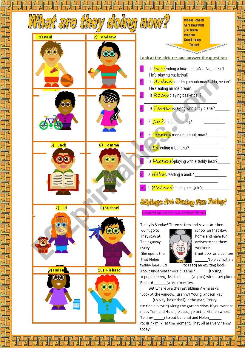 What are they doing today? worksheet