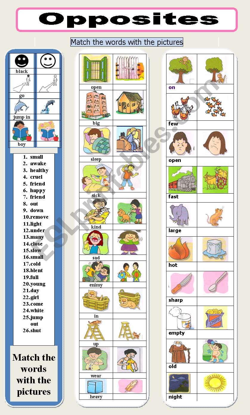 opposites worksheet