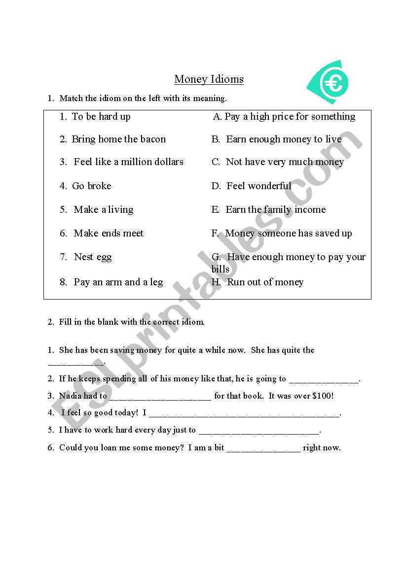 Money Idioms worksheet