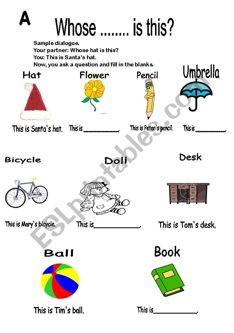 POSSESSIVE NOUNS worksheet