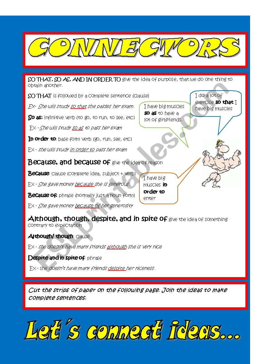 connecter grammar poster and student activity