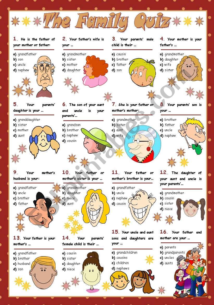 THE FAMILY QUIZ worksheet