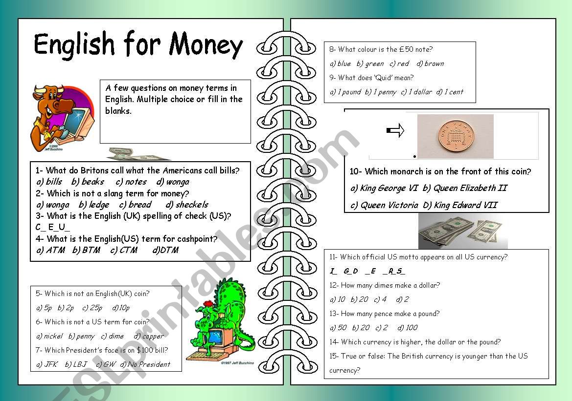 English For Money worksheet
