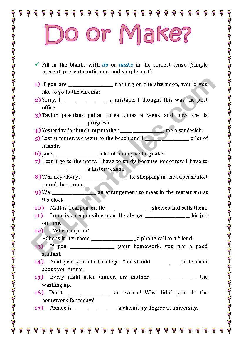 Do or Make? worksheet