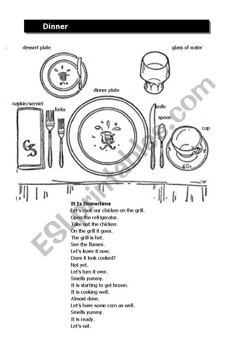 Dinner table worksheet