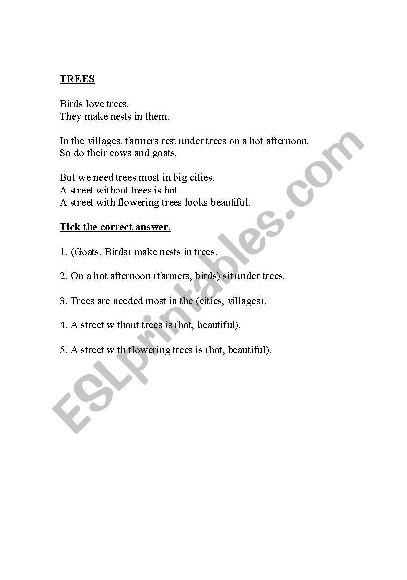 comprehension worksheet
