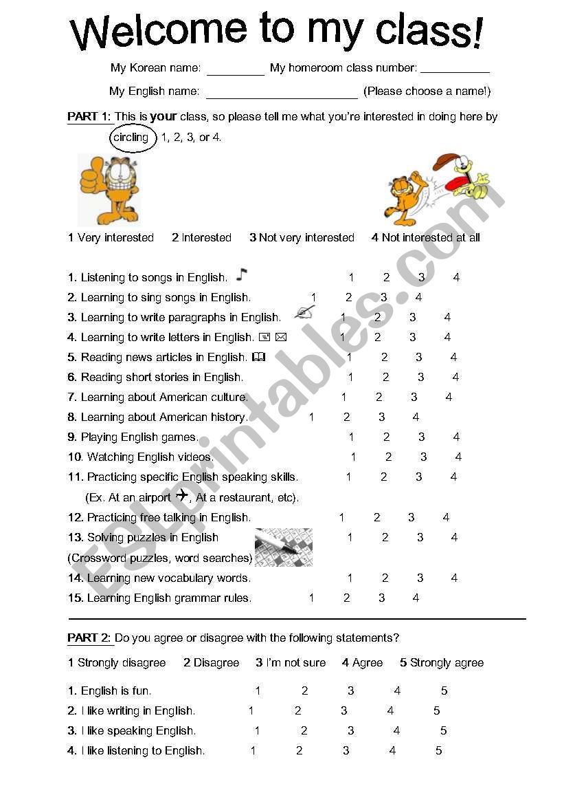 First Day: Interest/Ability Survey