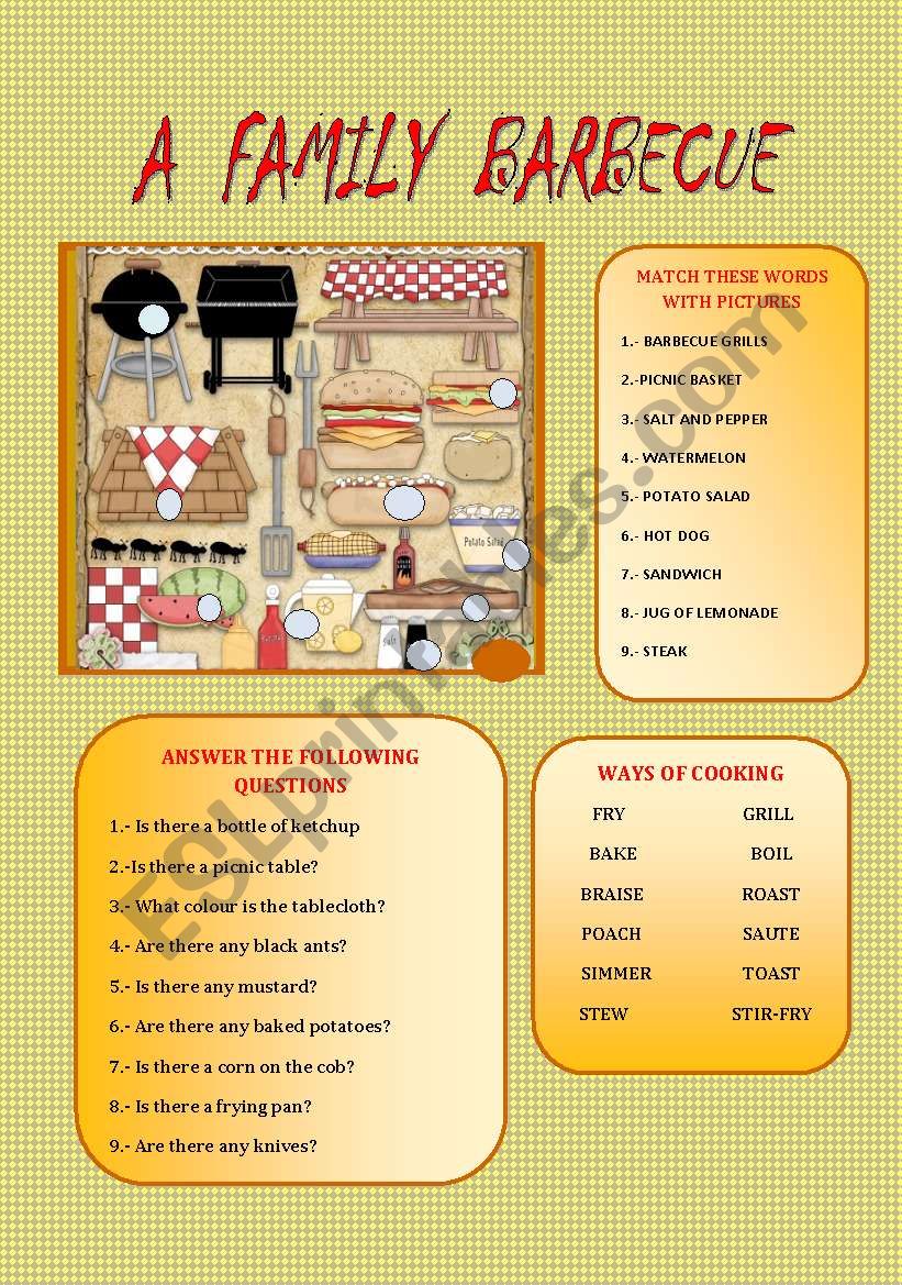 A FAMILY BARBECUE worksheet