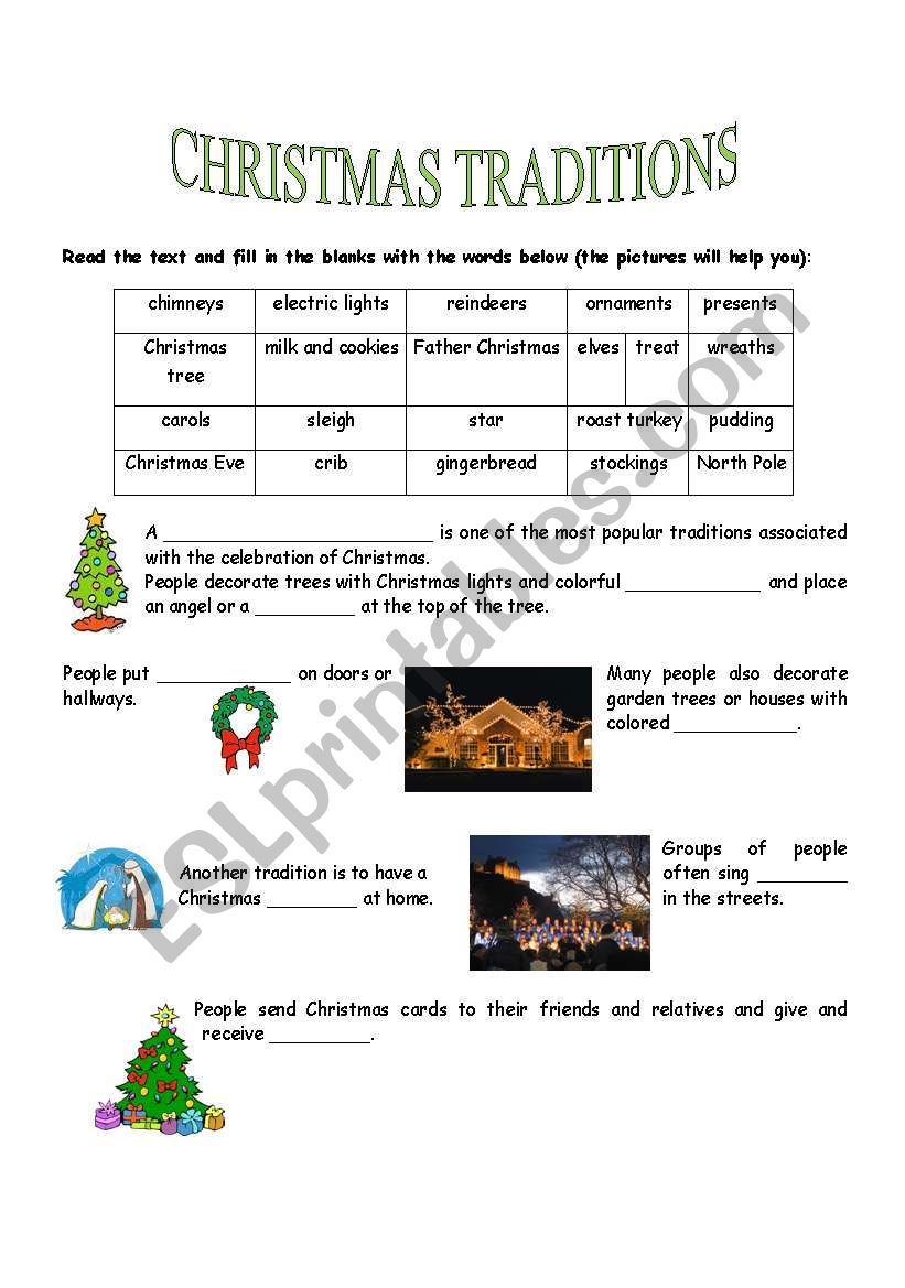 Christmas traditions worksheet