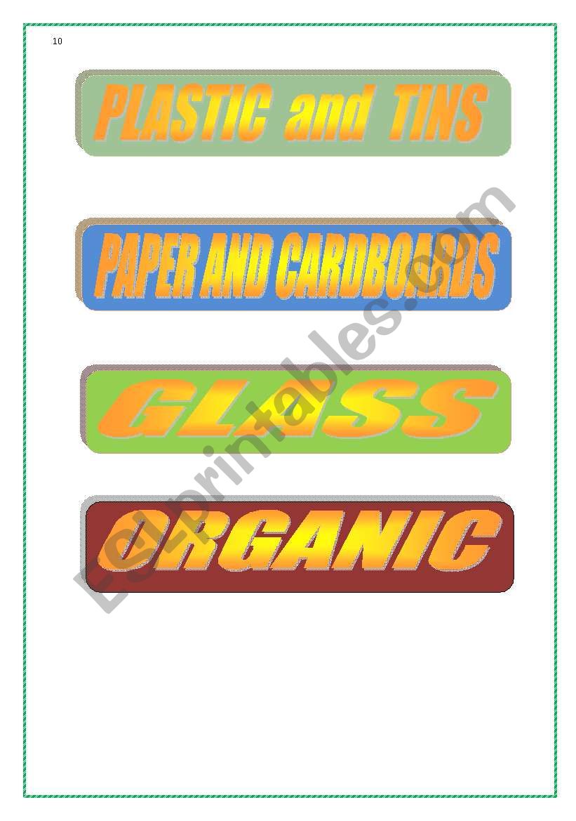 To Recycle: labels worksheet