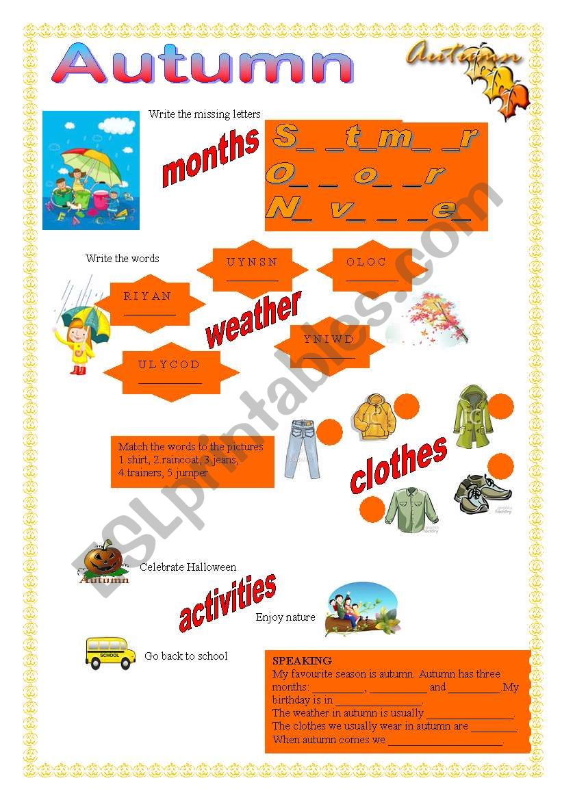 autumn worksheet