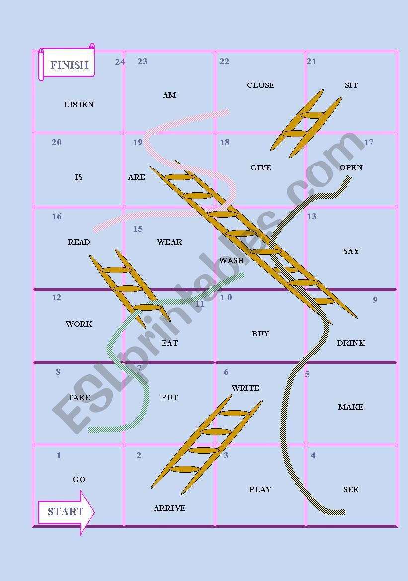 past simple verbs snake and ladders