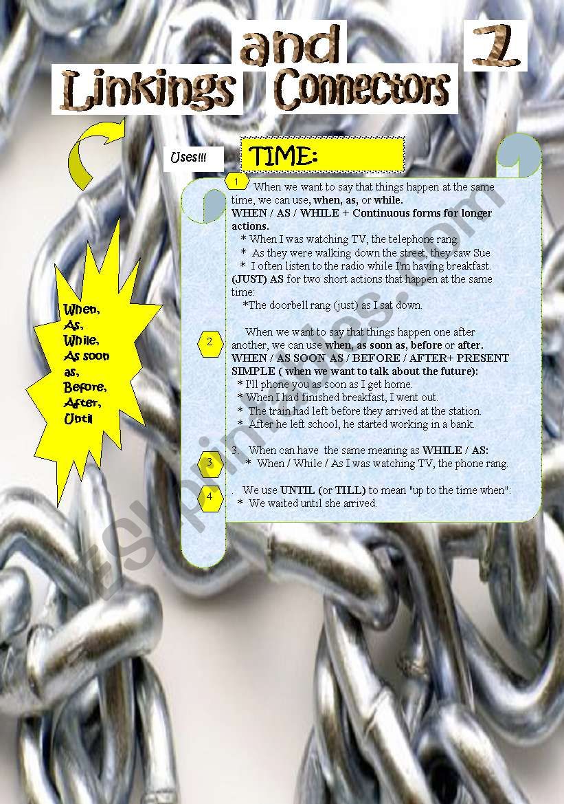 linkings and connectors 1 worksheet