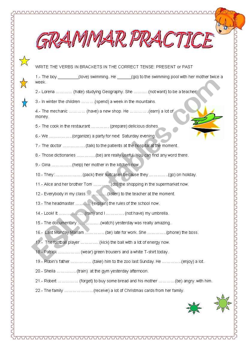 GRAMMAR PRACTICE worksheet