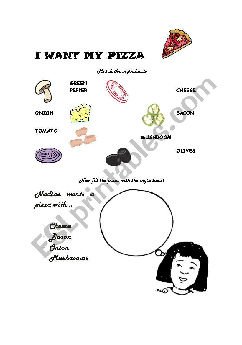 I WANT MY PIZZA worksheet