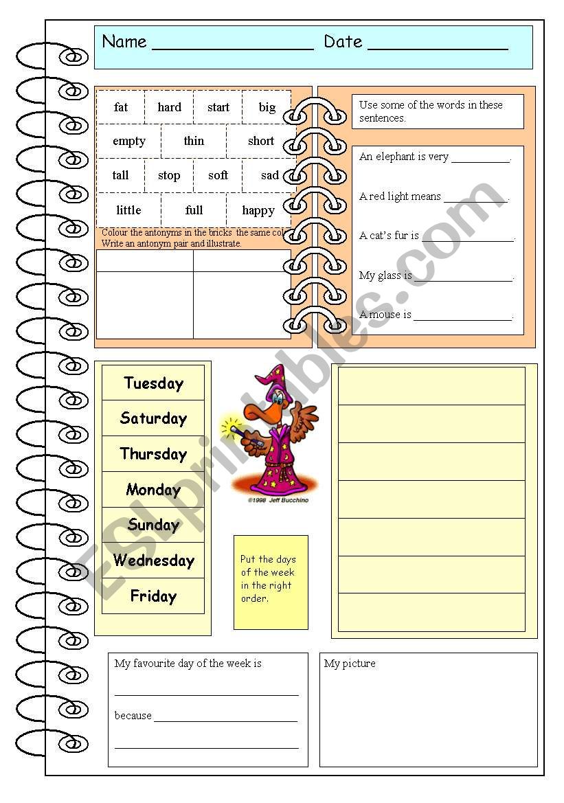 Working with words. worksheet