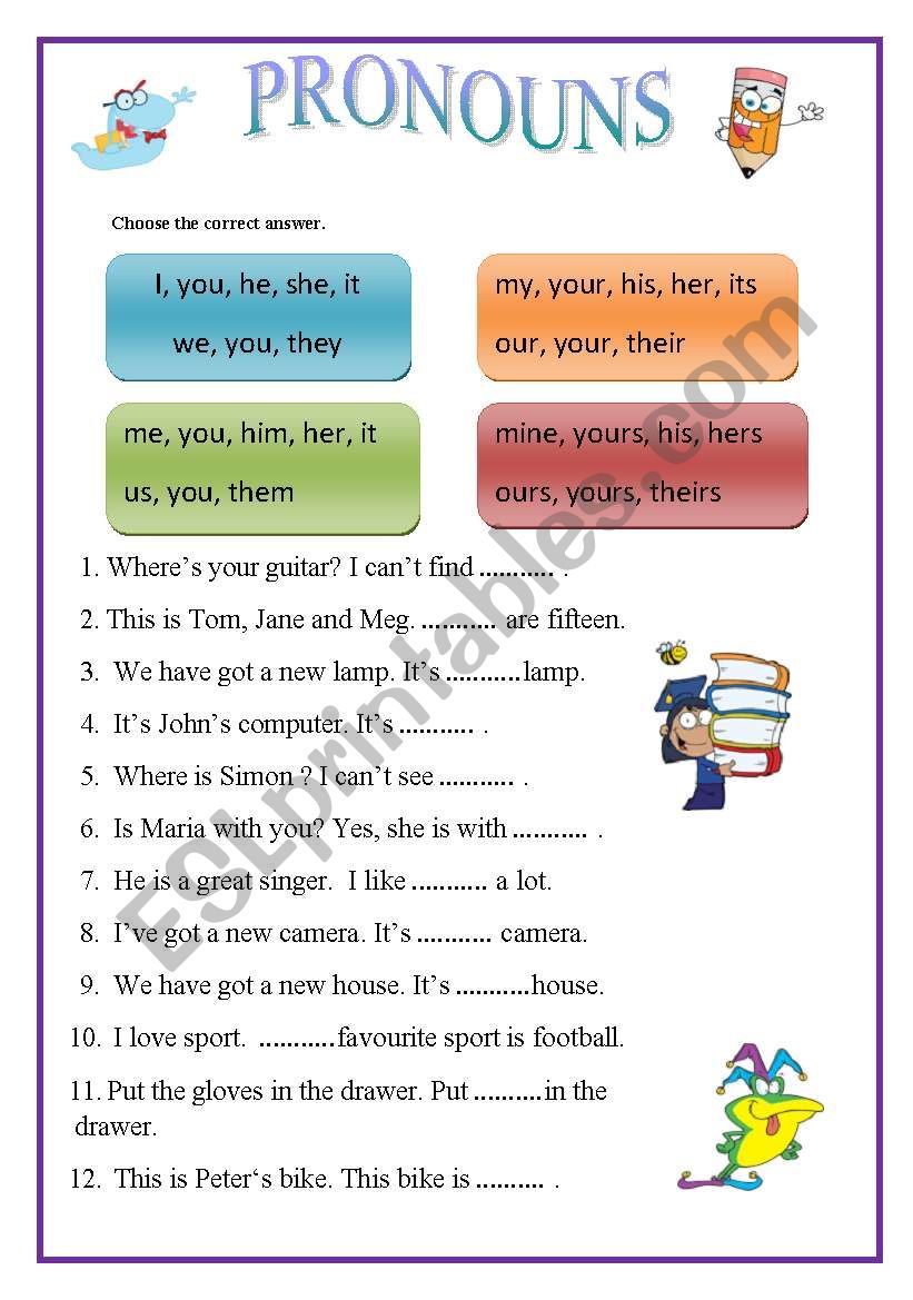 Pronouns worksheet