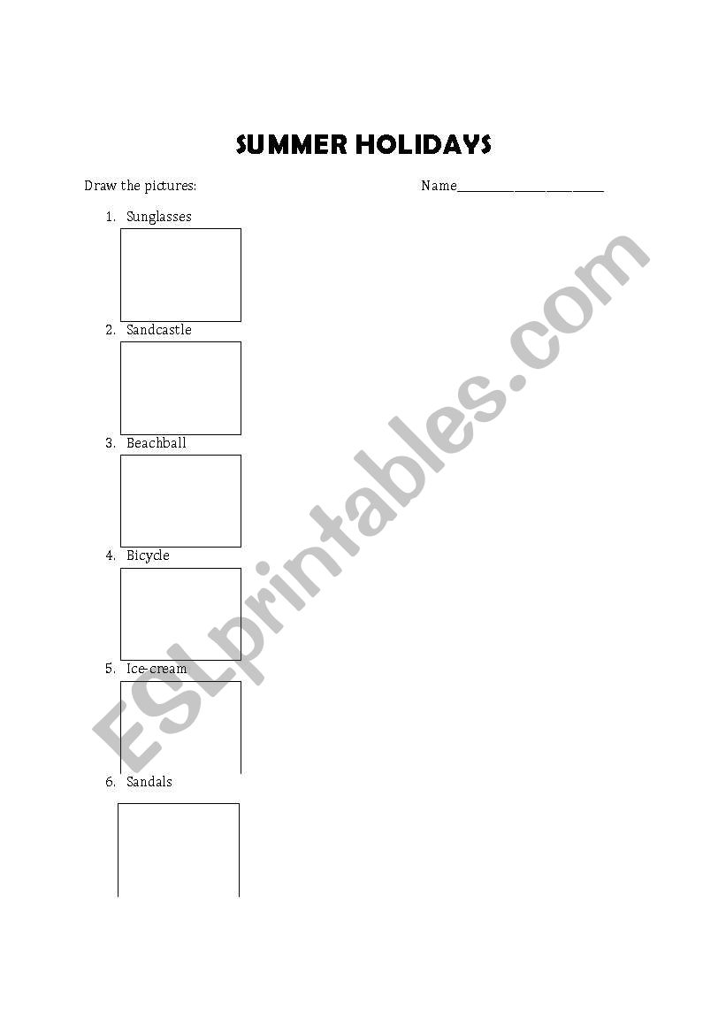 Draw summer pictures worksheet