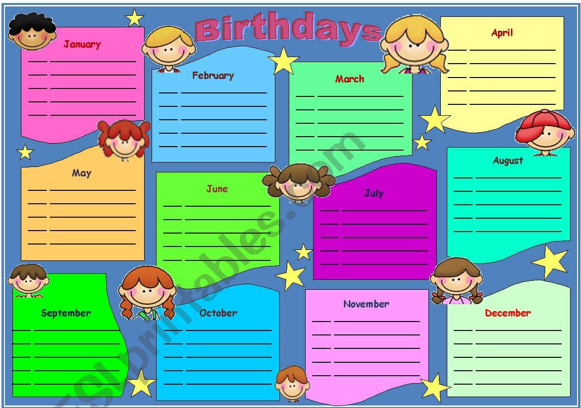 Birthdays worksheet