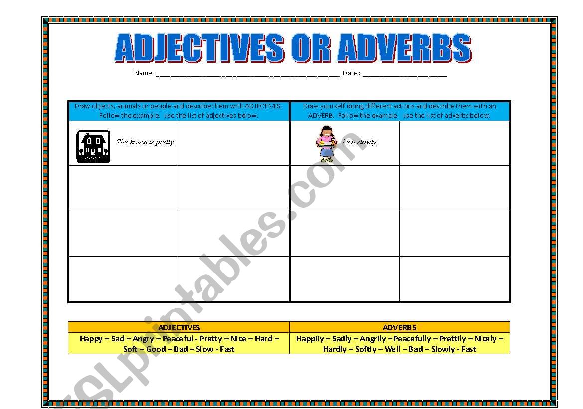 Adjectives or Adverbs worksheet