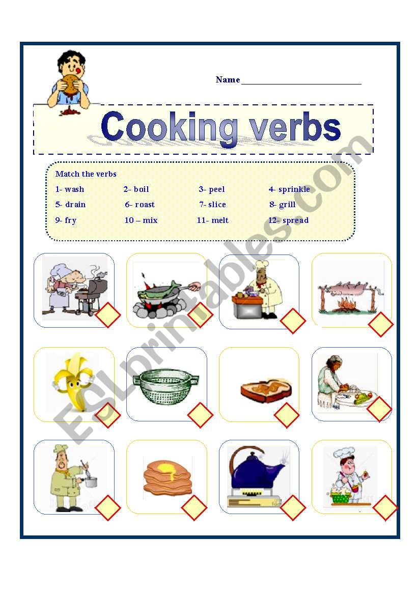Cooking verbs worksheet