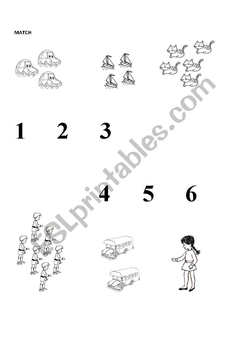 Match numbers to pictures worksheet
