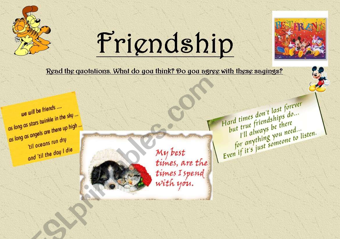 Quotations cards-Friendship worksheet