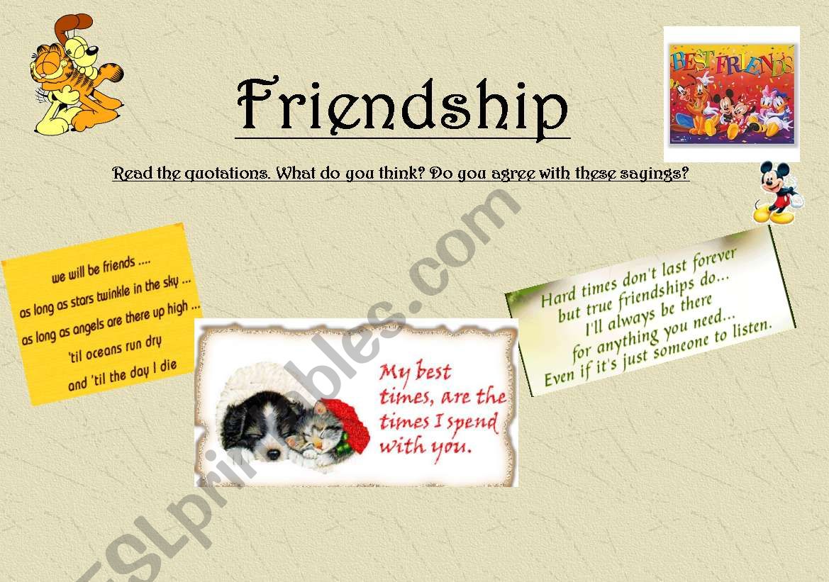 Quotations cards-Friendship worksheet