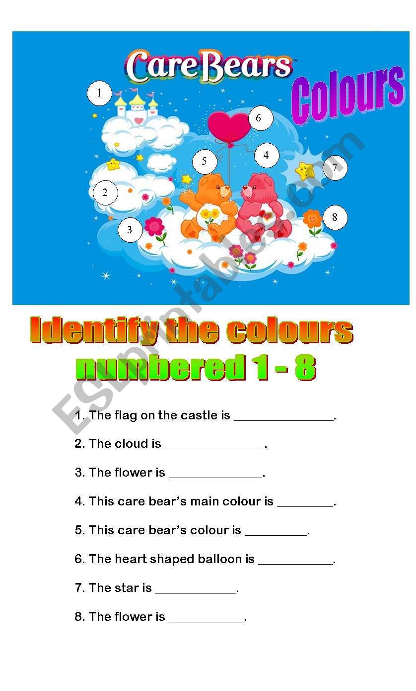 Care Bear Colours worksheet