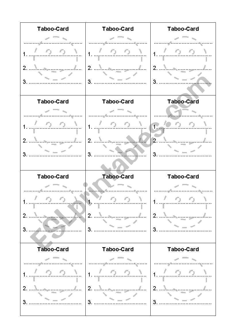 Creative Taboo worksheet