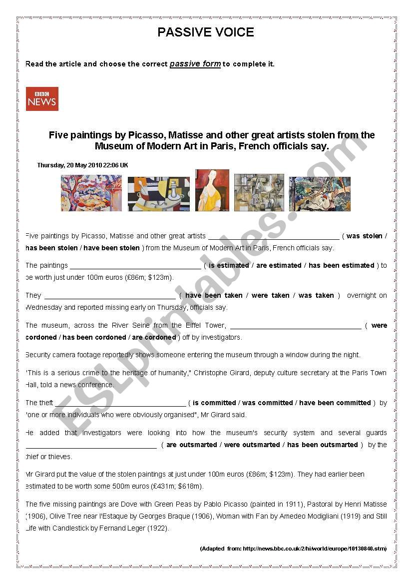 Passive Voice worksheet