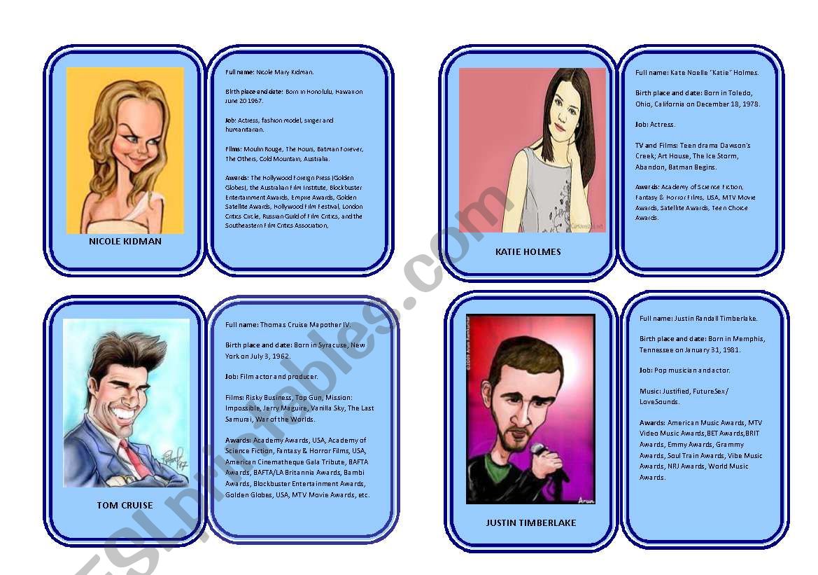 Famous celebrities part 5 worksheet