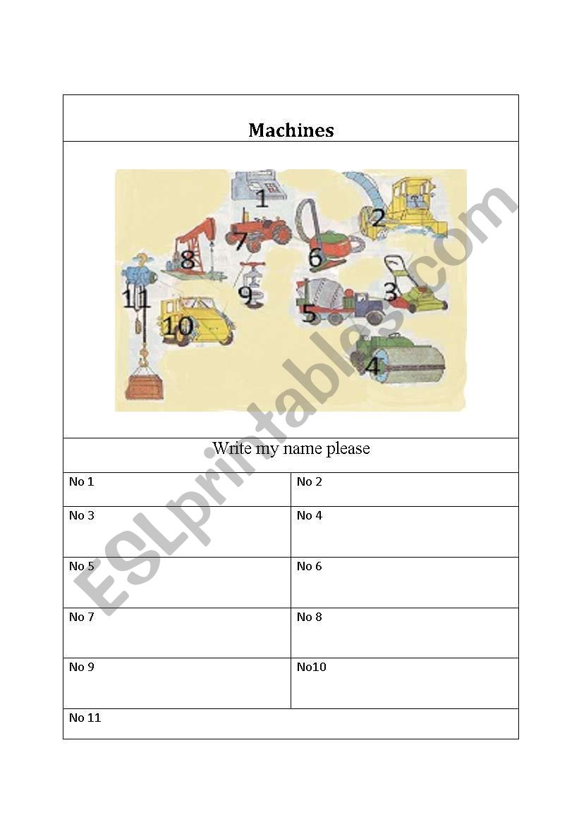 Machines worksheet