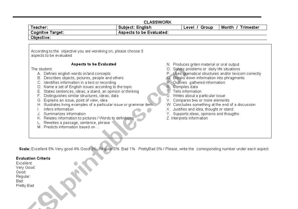 DAILY JOB worksheet