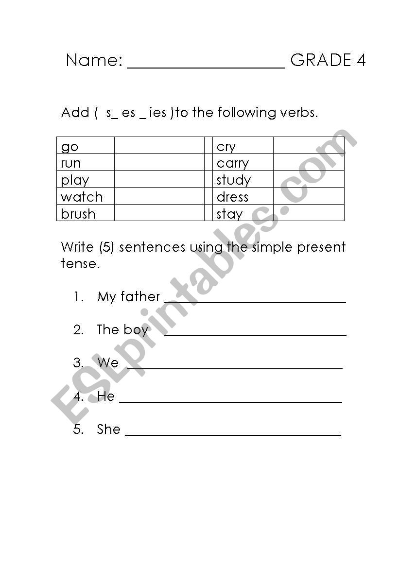 simple present and past worksheet