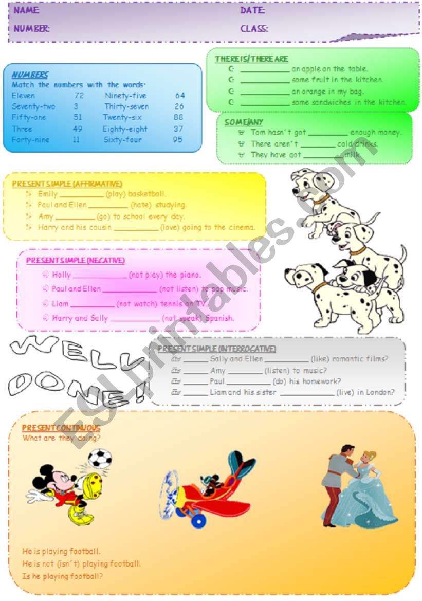 Revision for the first lessons.