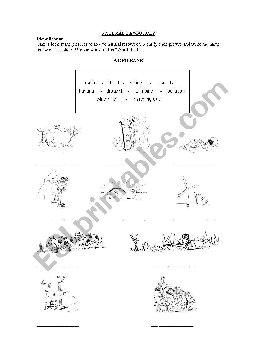 NATURAL RESOURCES worksheet