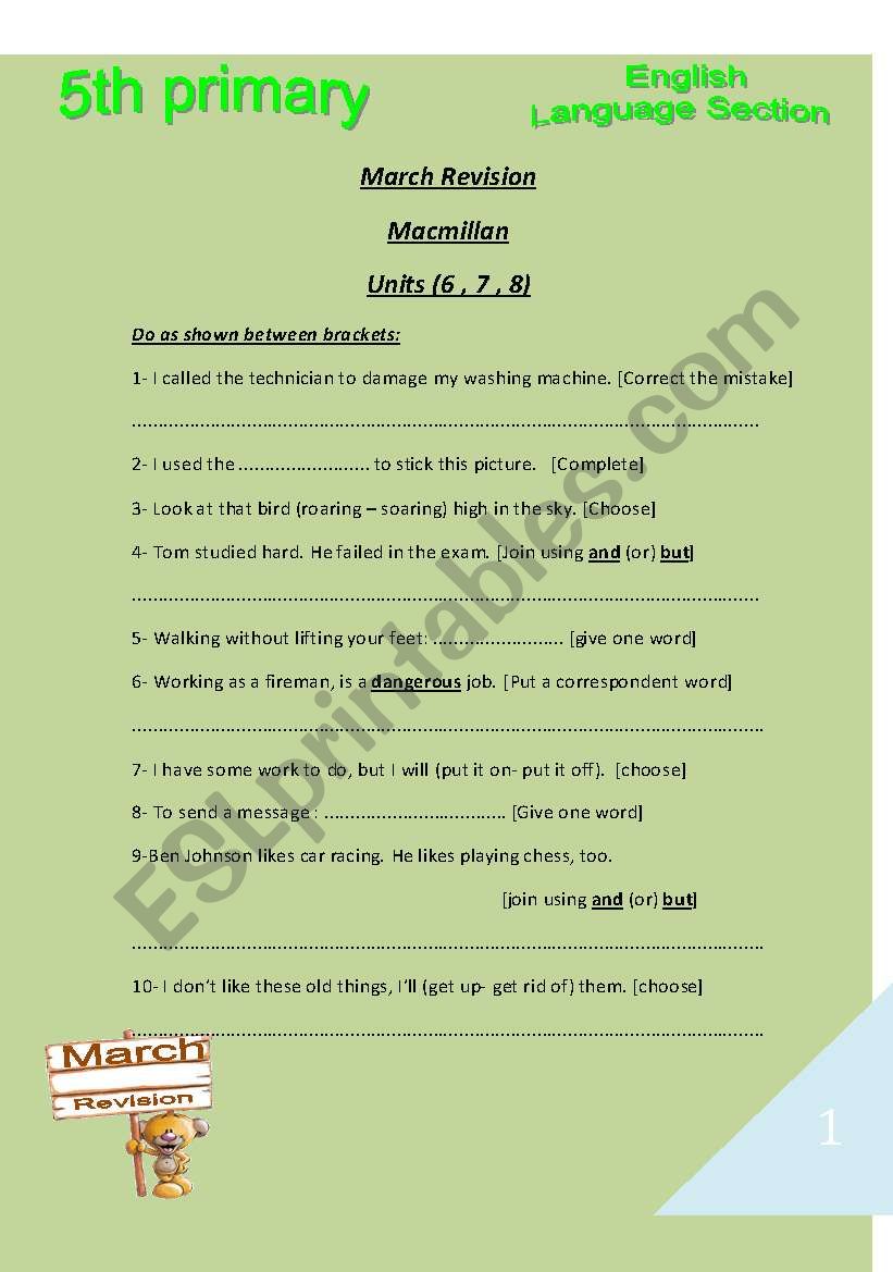 An Excellent revision sheet on Macmillan 5. 