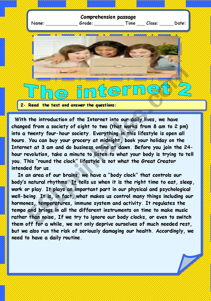 The internet 2 worksheet