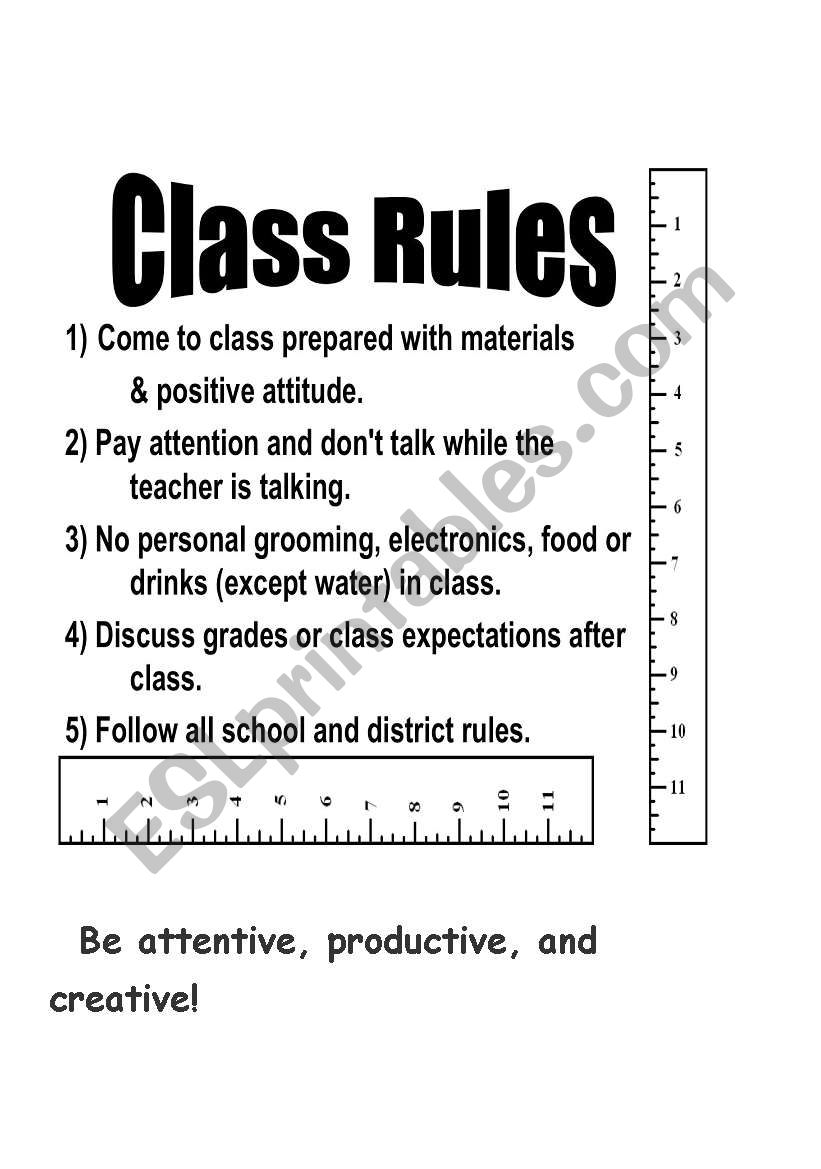CLASS RULES AND COMMANDS worksheet