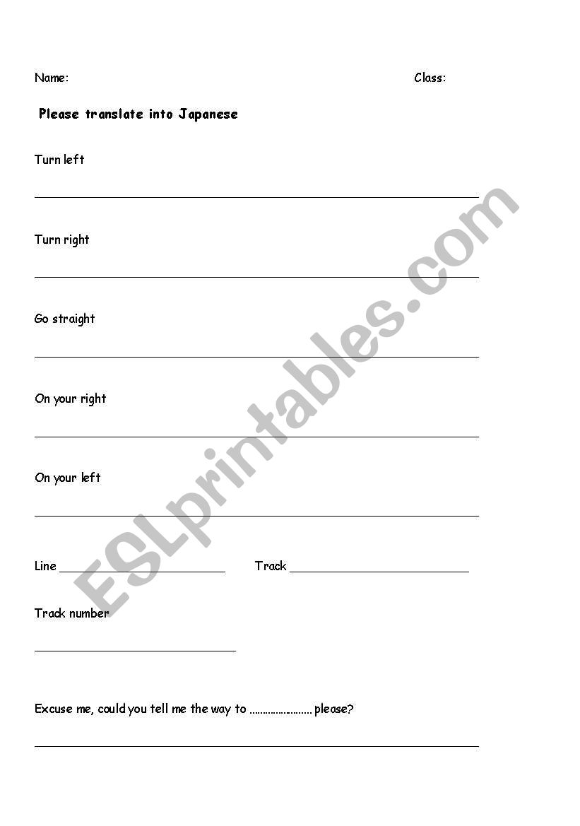 Directions dialogue worksheet