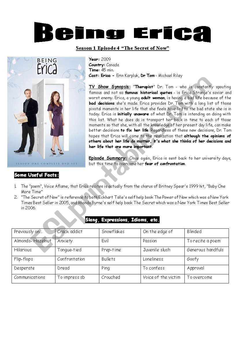 Being Erica worksheet