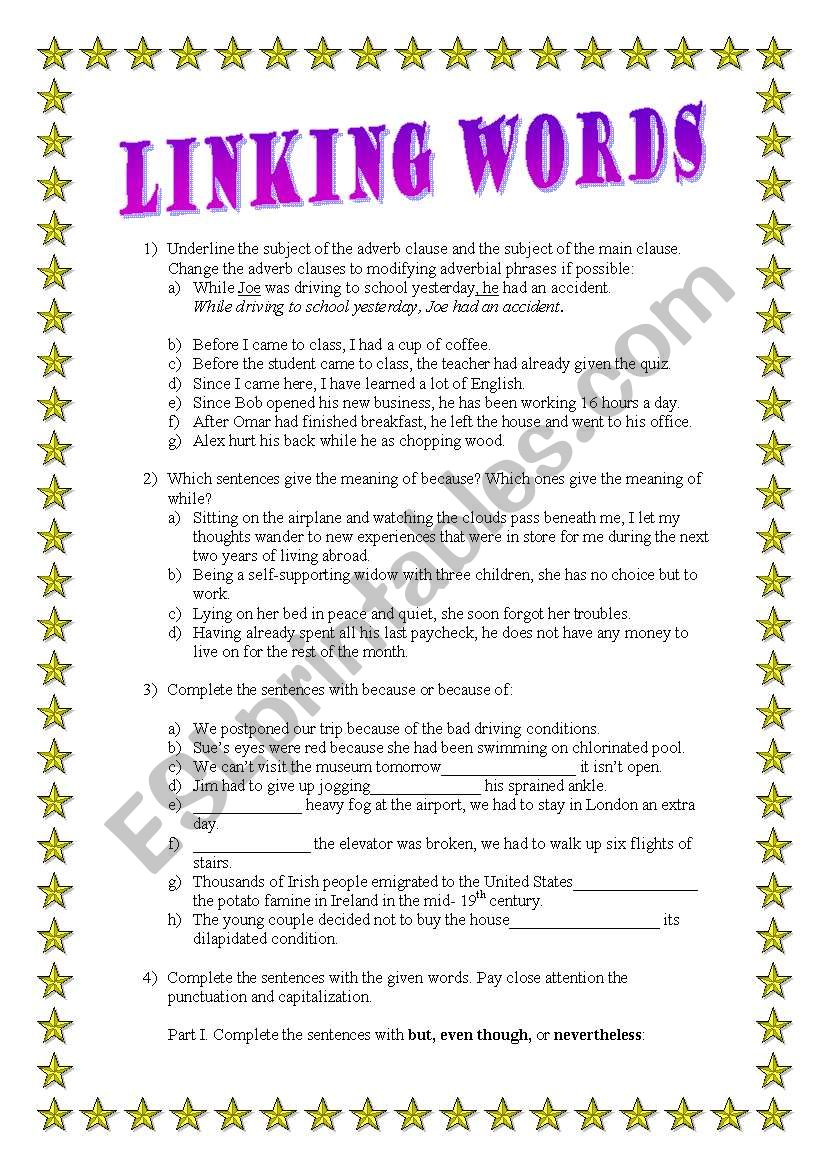 Linking Words worksheet