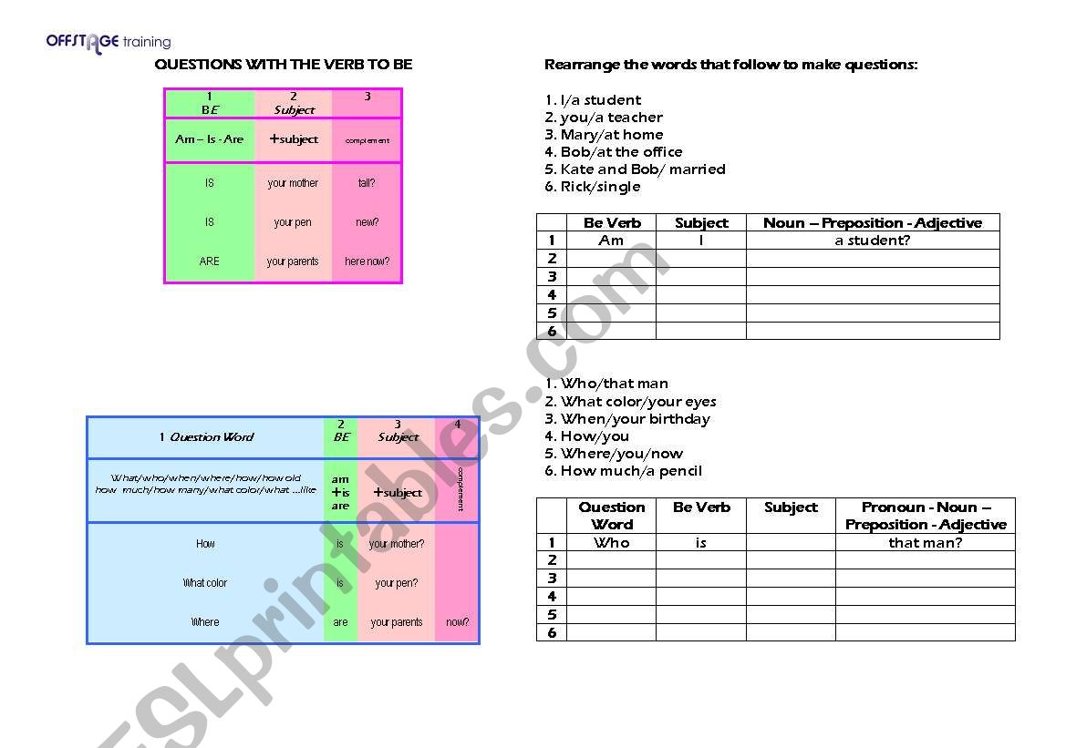 Word Order - Questions worksheet