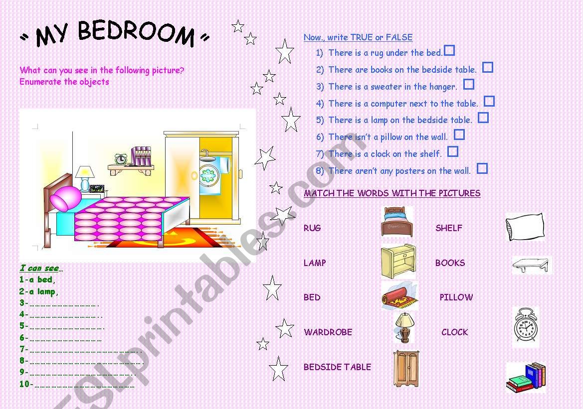 MY BEDROOM worksheet