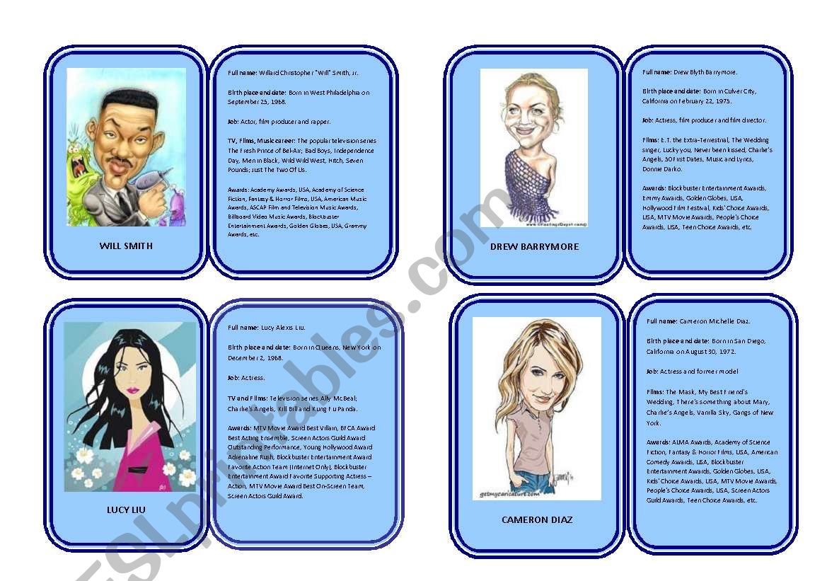 Famous celebrities part 7 worksheet