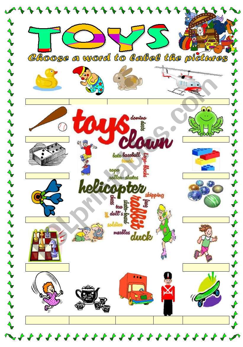 Toys vocabulary 2 (word mosaic included)
